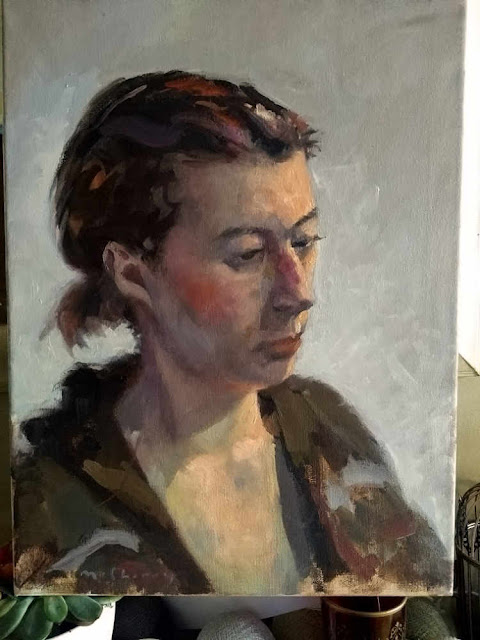 Oils study portrait on canvas of girl with purple hair at Rathmines Art workshop Oils study portrait on canvas of girl with purple hair at Rathmines Art workshop
