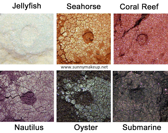 Neve Cosmetics - Sisters of Pearl. Ombretti minerali: Jellyfish, Seahorse,  Coral Reef, Nautilus, Oyster, Submarine.