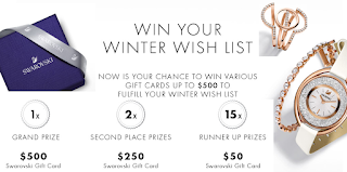 Swarovski $50 Gift Card Giveaway - 18 Winners. Two $250 Gift Card