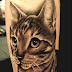 3D cute cat tattoo on leg