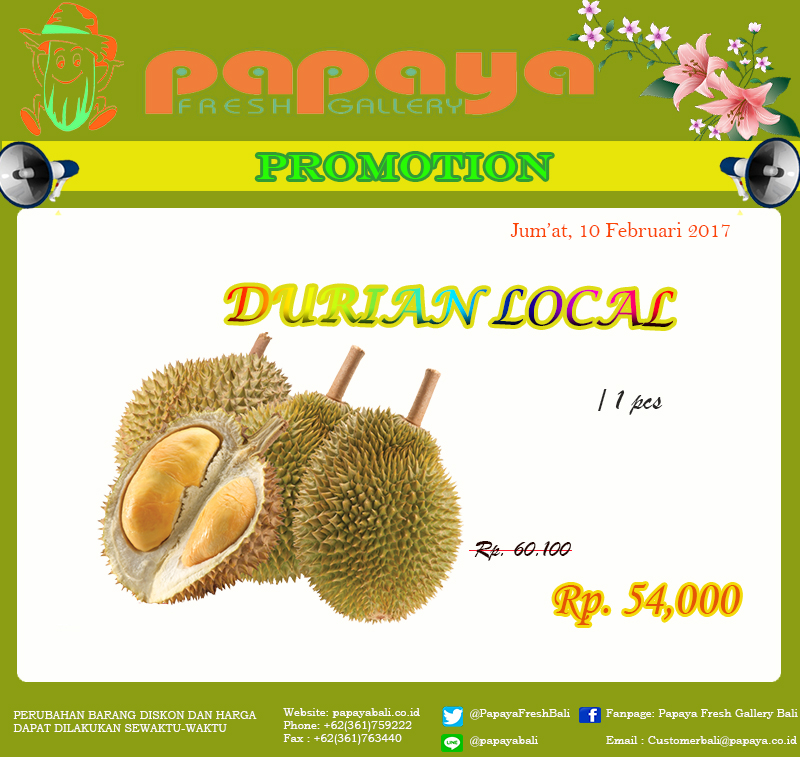 Nikamti Durian lokal Spesial.. PAPAYA FRESH GALLERY BALI