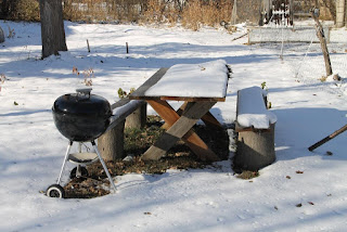 Picnic table with snow Picnic table with snow