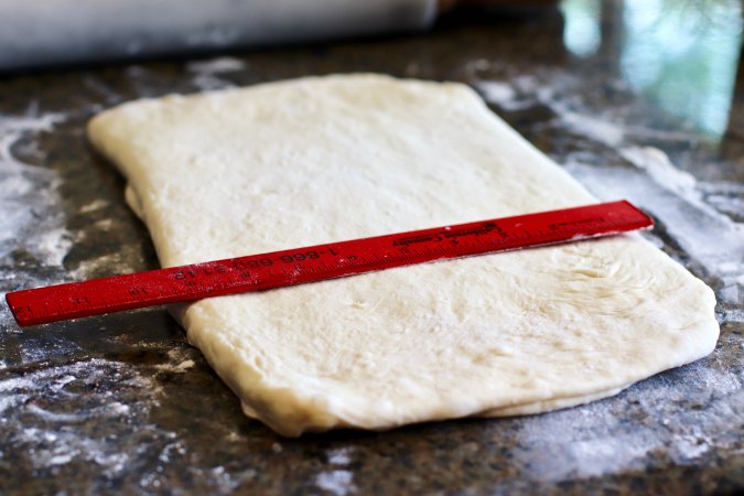 Rolling out laminated dough Rolling out laminated dough