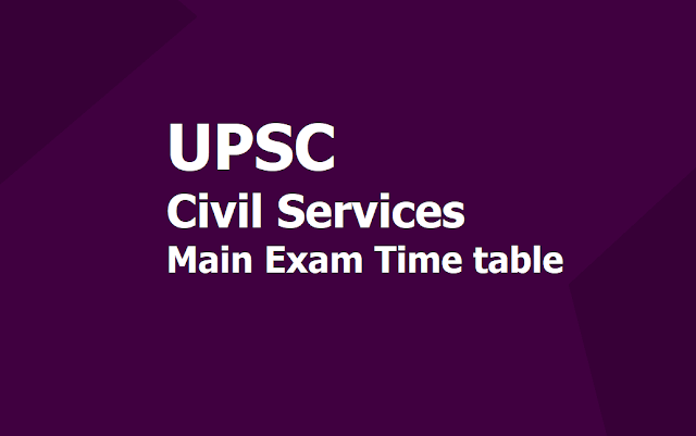 UPSC Civil Services Main Exam 2019 Time table Released UPSC Civil Services Main Exam 2019 Time table Released