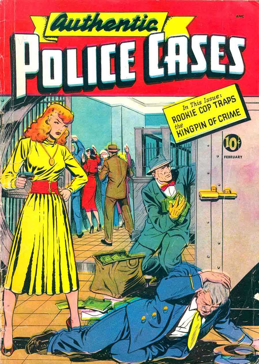 Authentic Police Cases v1 #11 st john crime comic book cover art by Matt Baker
