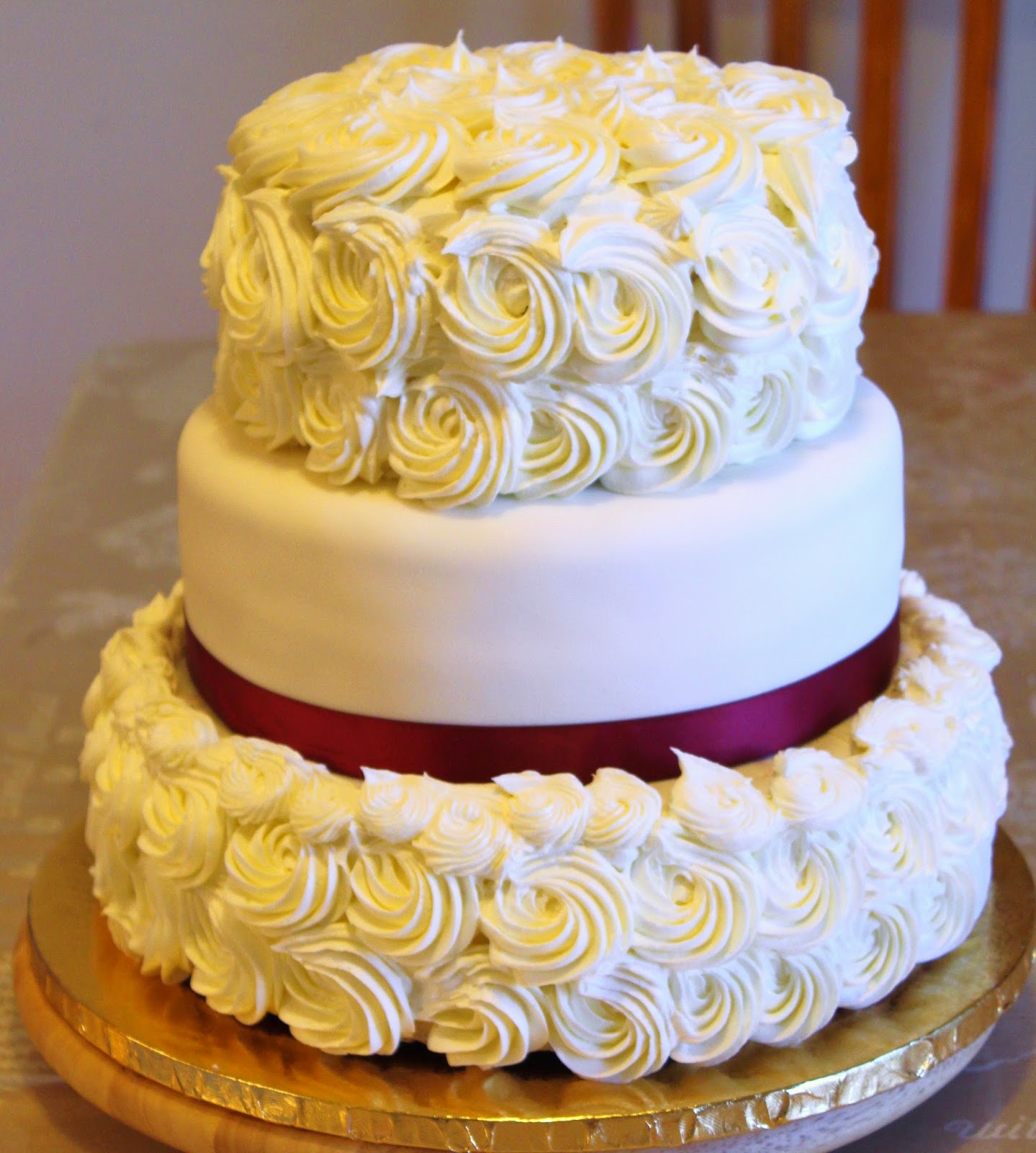 Blog as you Bake Buttercream Rose Triple Tiered Cake