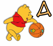 Abecedario de Winnie the Pooh con Vieja Pelota de Baloncesto.