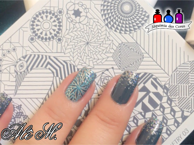 Cici & Sisi plates, Cici and Sisi Geometry 03, Essie Gel Couture, Off-Duty Style, Top Coat, Gel Couture, Carnival, Glitter, Strut your Stuff, Azul, No Place Like Chrome, Silver, Prata, Metálico, Alê M.
