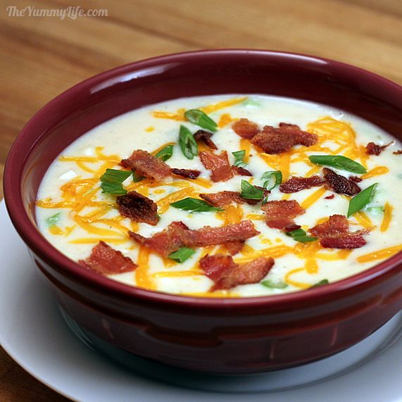 Low Calorie Baked (or Mashed) Potato Soup #healthysouprecipe
