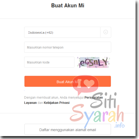 cara buat akun xiaomi