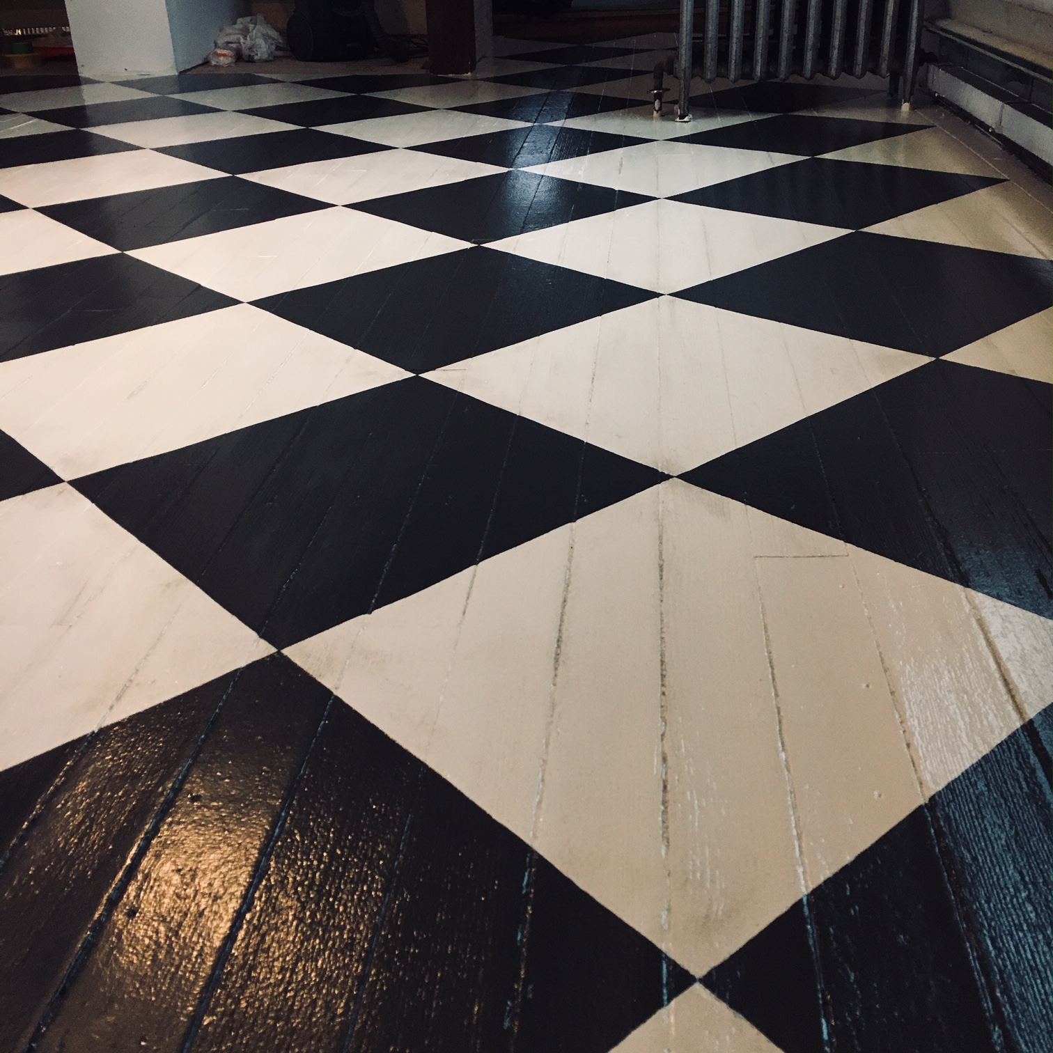 The Painted Floor Checkerboard On Hardwood the-painted-floor-checkerboard-on-hardwood