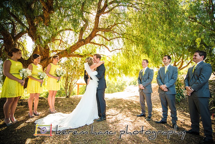 Wedding ceremony in the lemon orchard at the Limoneira Ranch