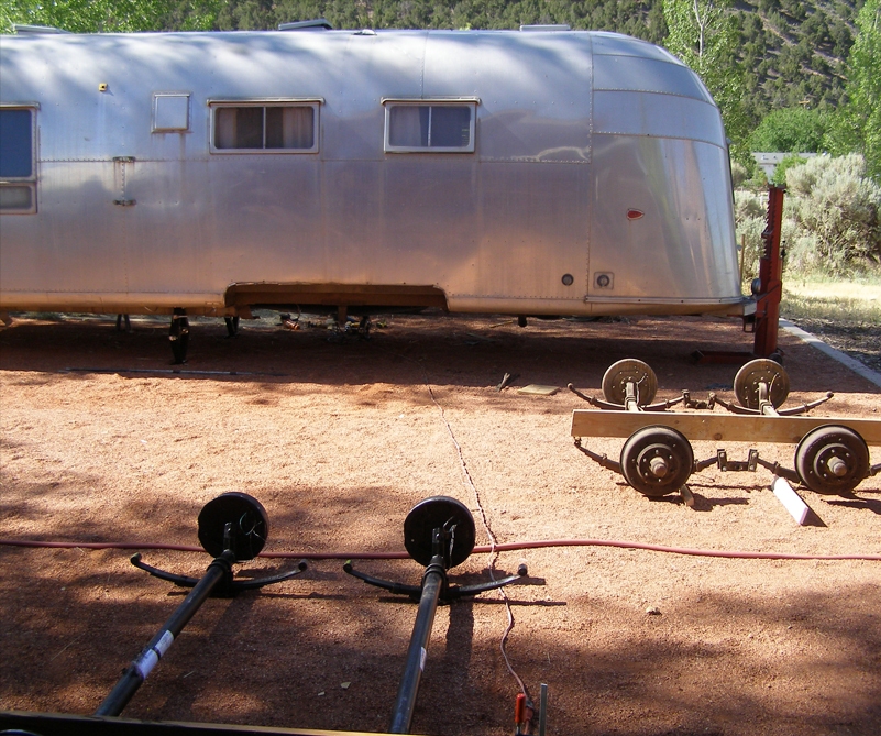 ArtStream Road Trip Airstream Restoration Axles first, Spring of 2010