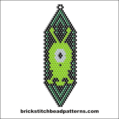 Click for a larger image of the One Eyed Monster Halloween bead pattern labeled color chart.