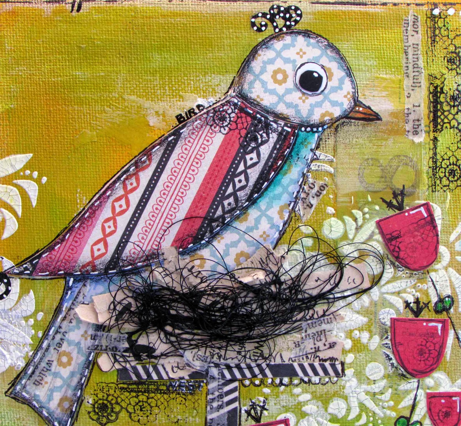 a sprinkle of imagination: Spring birdie canvas