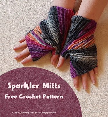 Sparkler Mitts - free crochet pattern by Knitting and so on
