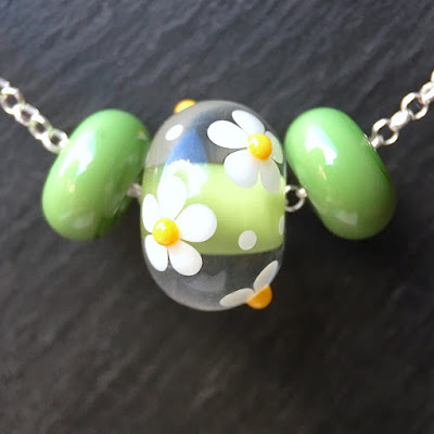 Lampwork glass and sterling silver necklace by Laura Sparling