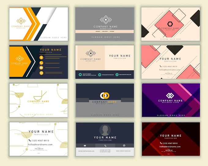 Name cards templates colored modern elegant decor Free vector