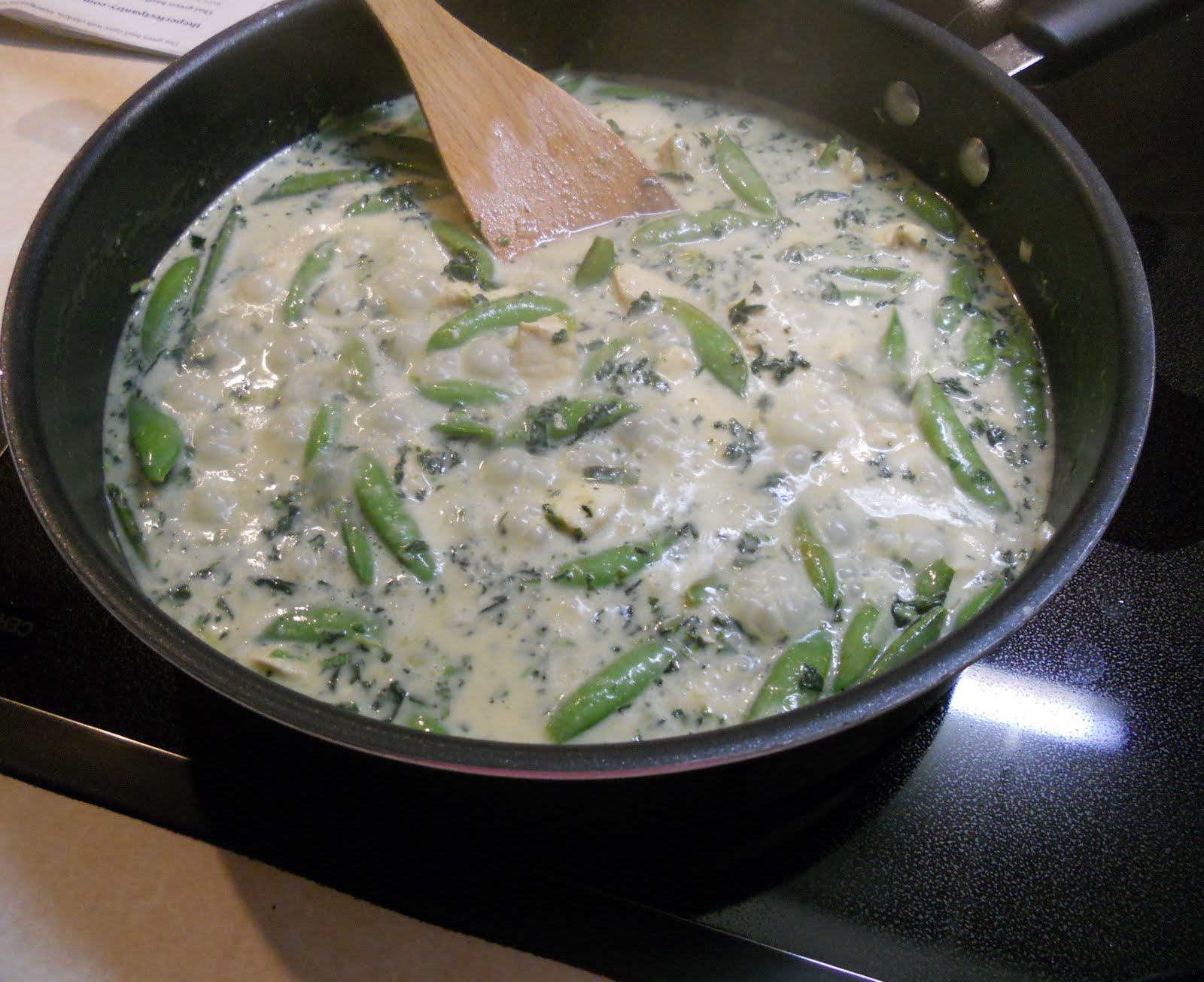 Thai Basil Green Curry with Chicken, Snap Peas and Spinach