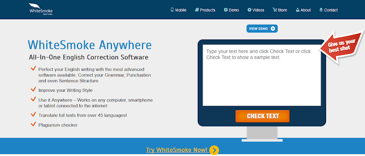 WhiteSmoke app for grammar checking
