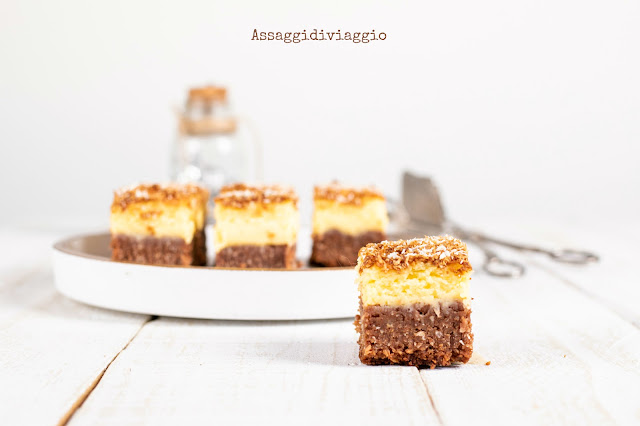 Chocolate-coconut cheesecake squares