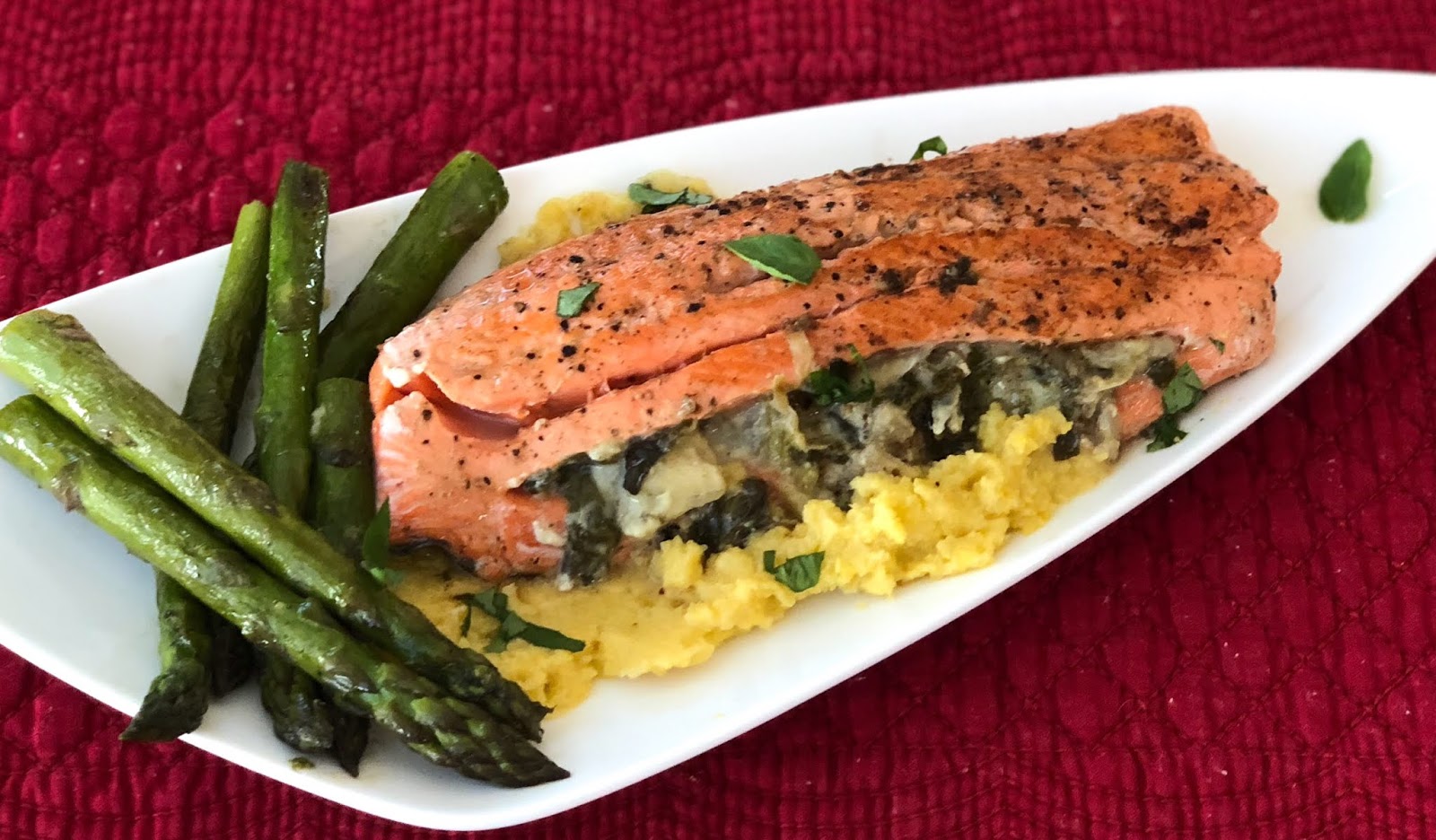 Points In My Life Spinach and Artichoke Stuffed Salmon
