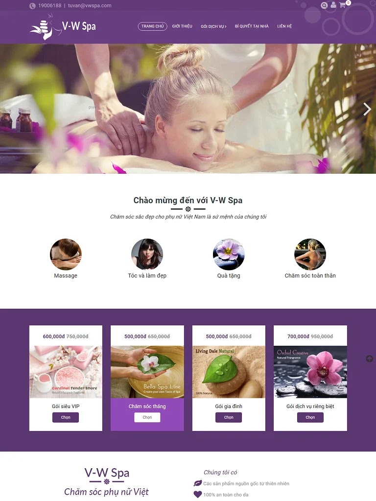 Template blogspot spa màu tím kết hợp bán hàng chuẩn seo