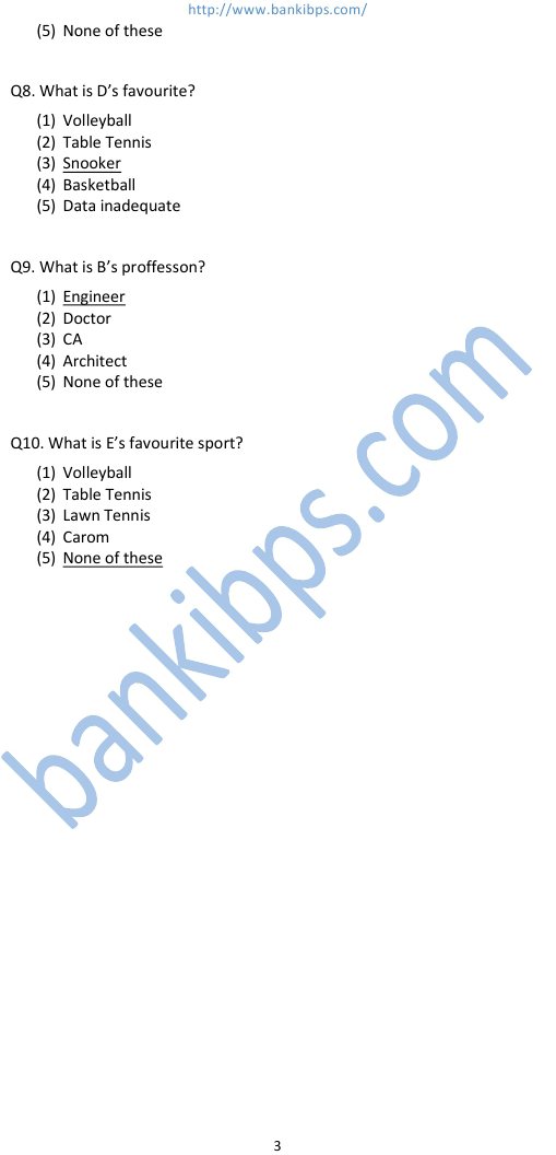 reasoning questions for ibps clerk exam
