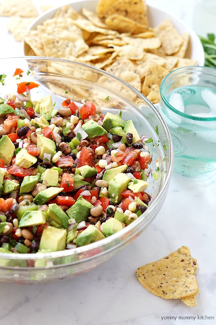 Cowboy caviar A big bowl of cowboy caviar salsa served with tortilla chips is the best game day appetizer!