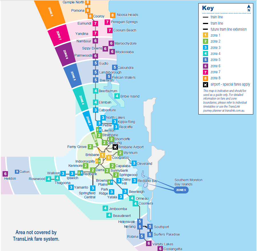 布里斯本-交通-Zone-Map-地圖-介紹-黃金海岸-巴士-公車-火車-渡輪-輕軌-Brisbane-Gold-Coast-Public-Transport