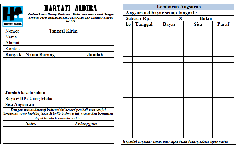 Contoh Kwitansi Kredit Usaha Barang File Ms Word