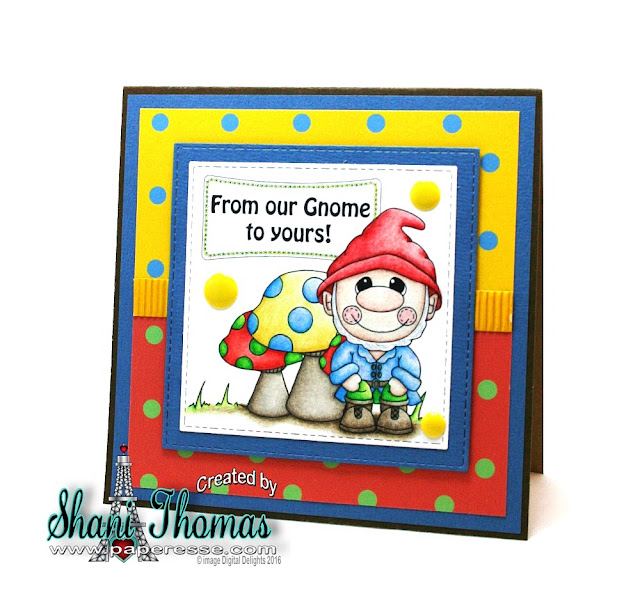 From our Gnome to Yours card featuring Digital Delights Mr. Gnome value set and paper, design by Paperesse.