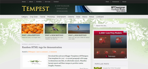 Tempest Classic Free Blogger Template by BTDesigner