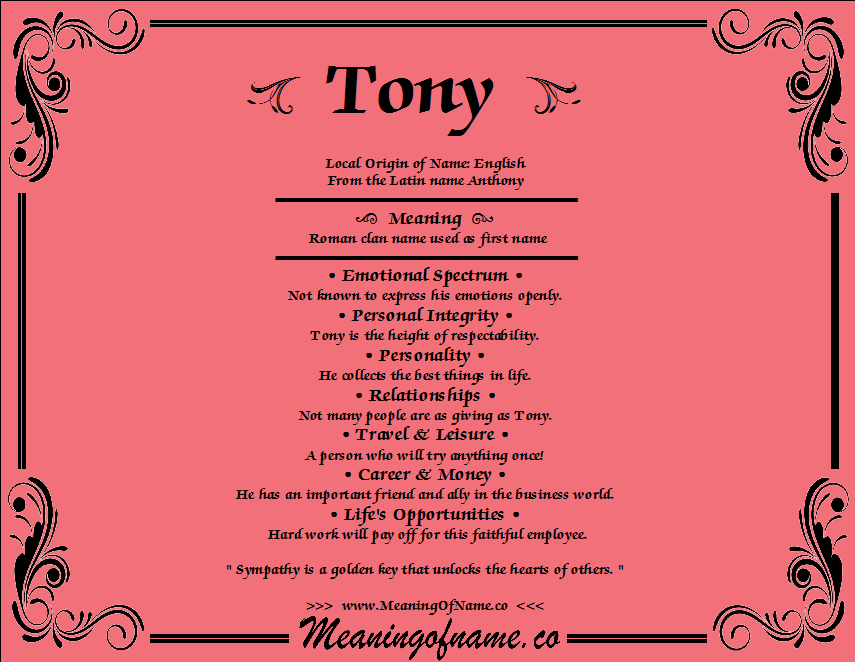 Tony Meaning Of Name