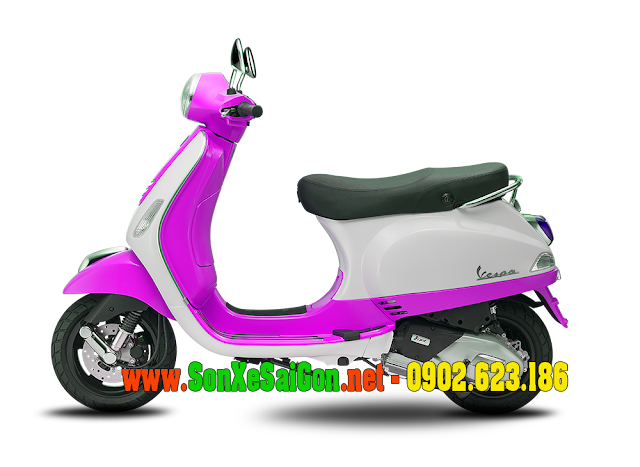 Mẫu sơn xe Vespa LX 125 bi-color trắng tím cực đẹp