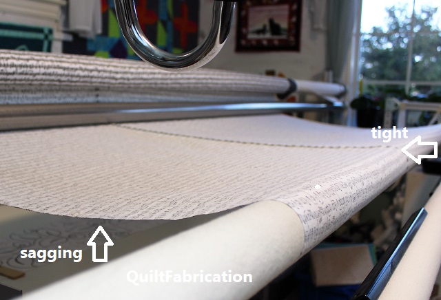 Step by step loading the back of a quilt on a longarm quilting frame