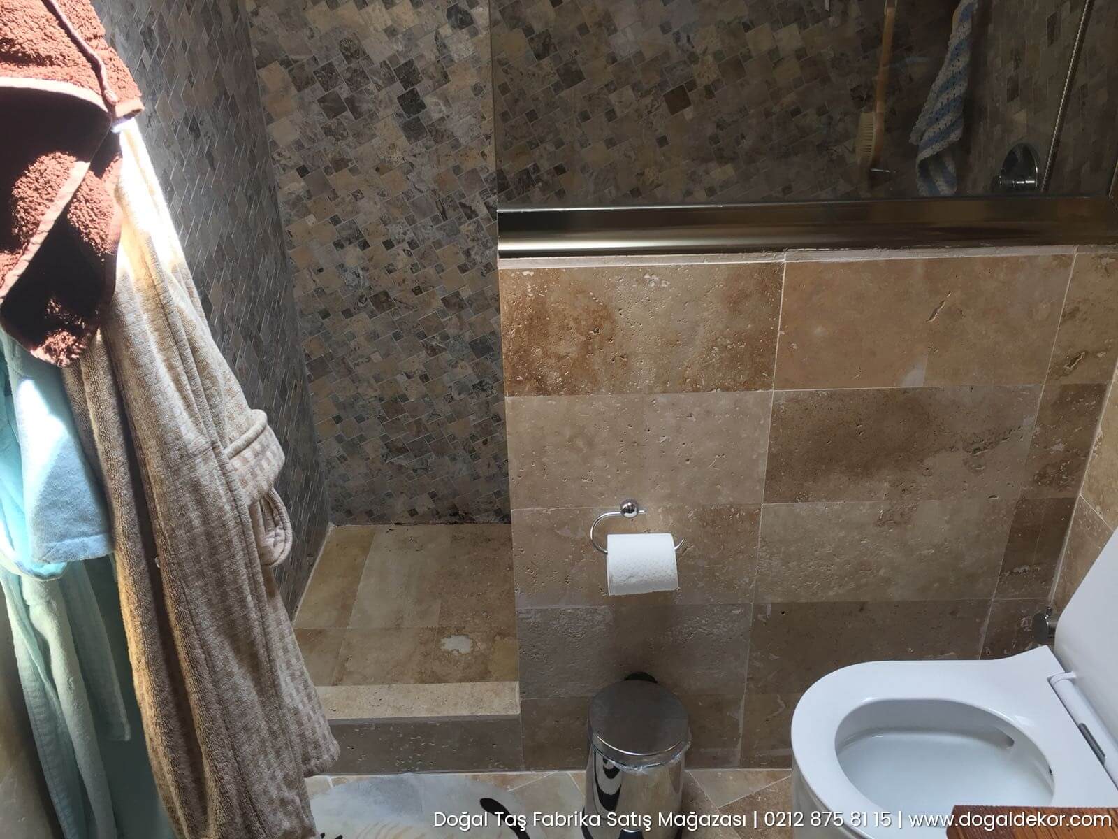 Patlatma Tas Mermer Traverten Dekoratif Tas Kaplama Dogal Tas Banyo Dekorasyon Musteri Fotolari