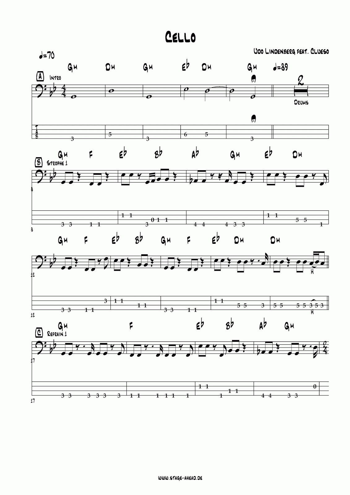 Basscination Weekly Basslines 49 Cello (Udo Lindenberg feat. Clueso)