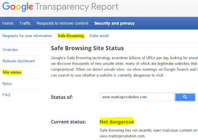 Google Safe Browsing Report