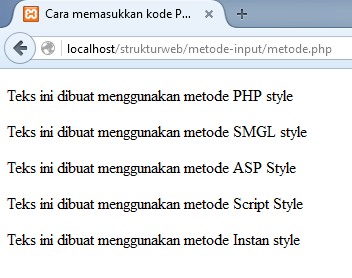 Memahami 5 Metode / Cara Memasukkan Kode PHP Ke Dalam HTML - Struktur Web