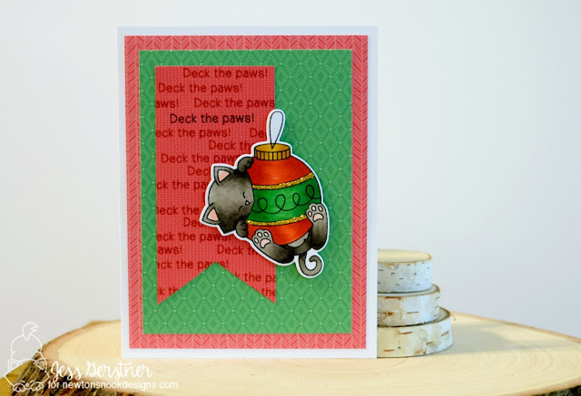 Cat Christmas Card by Jess Gerstner for Newton's Nook Designs