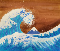 project wave painting hokusai waves paper water paint kathy toothbrush designs watercolor splatter finally