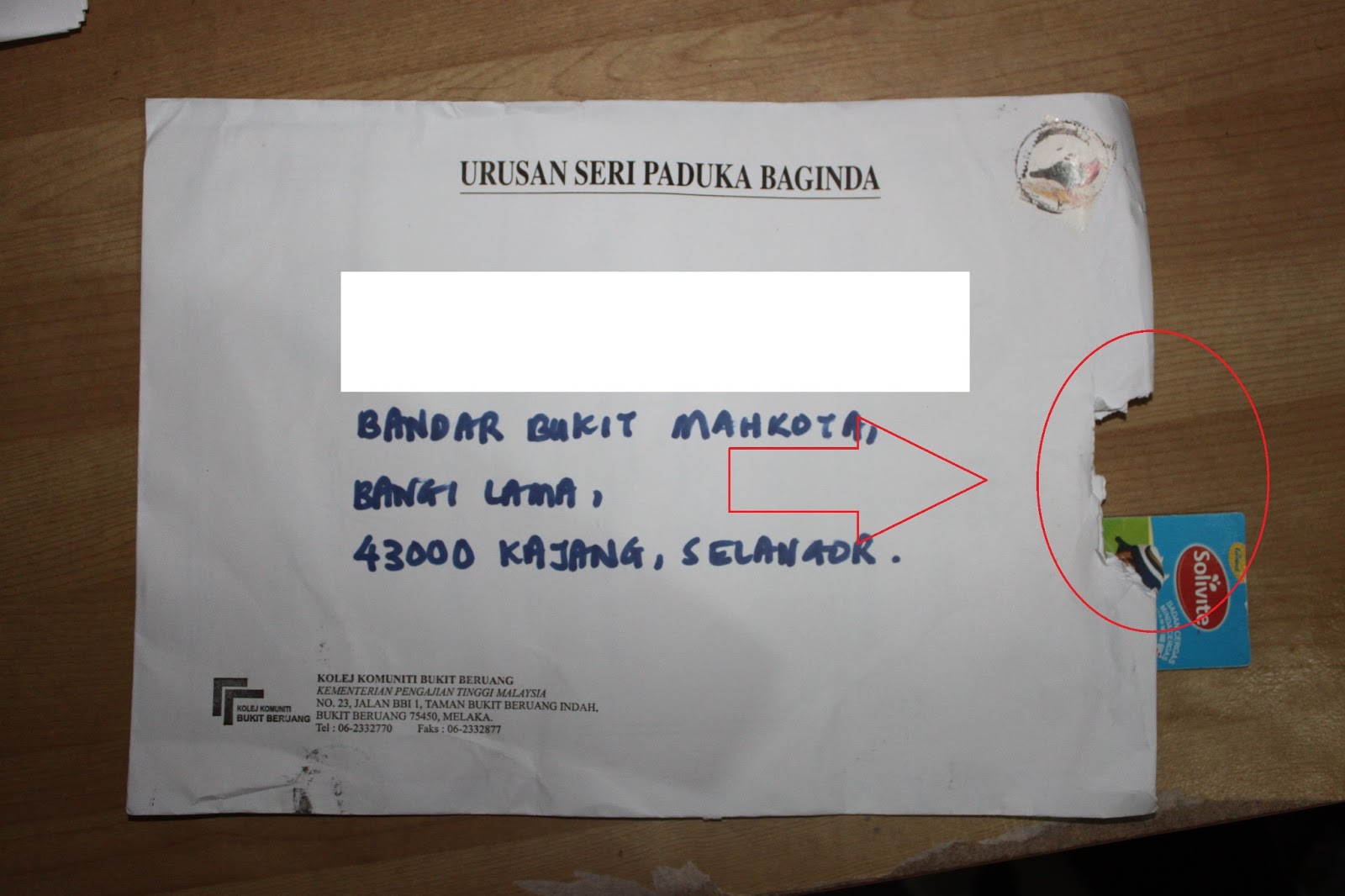 Tempat rujukan sendiri: Surat dikoyakan (POS MALAYSIA)