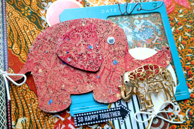 Stenciled Stamped and Embossed Elephant on Sari Wrapped Journal Tutorial by Dana Tatar