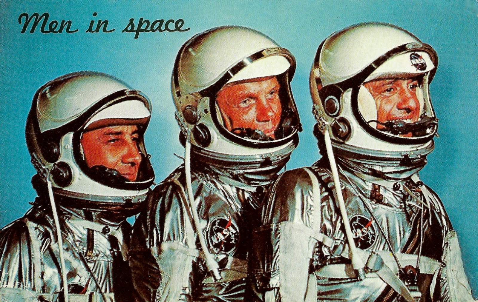 My Favorite Space Postcards Men in Space, Astronauts Grissom, Glen and Shepard
