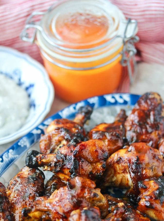 Broiled Chicken Wings with Carrot Habanero Hot Sauce and Blue Cheese Broiled Chicken Wings with Carrot Habanero Hot Sauce and Blue Cheese
