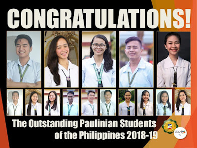 Congratulations to the Outstanding Paulinian Students of the Philippines 2018-2019! Congratulations to the Outstanding Paulinian Students of the Philippines 2018-2019!