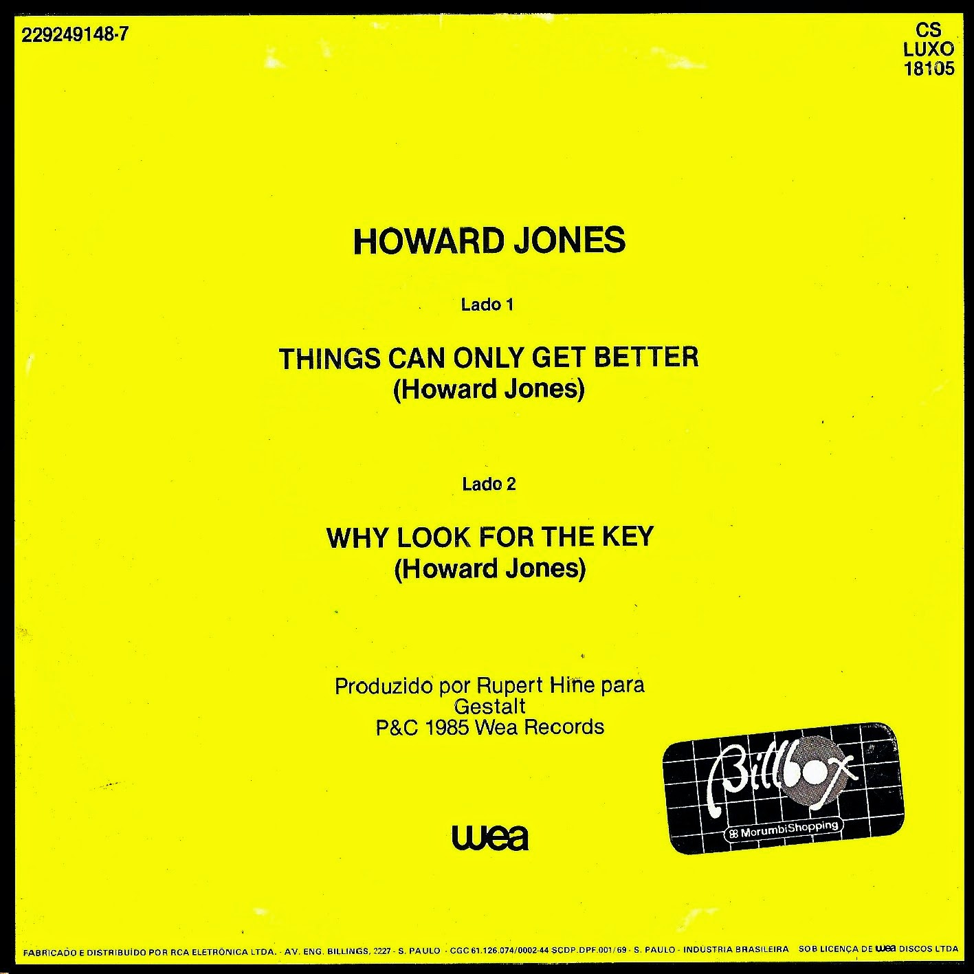 Toca de Compactos: Howard Jones - Things can only get better - 1985