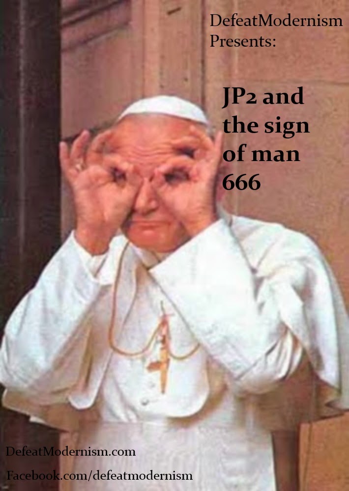 Luciferian Symbolism (JP2 giving the sign of man)