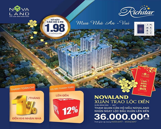 Căn hộ Richstar Novaland Quận Tân Phú Mở bán thanh toán chiết khấu 1% .. Bds